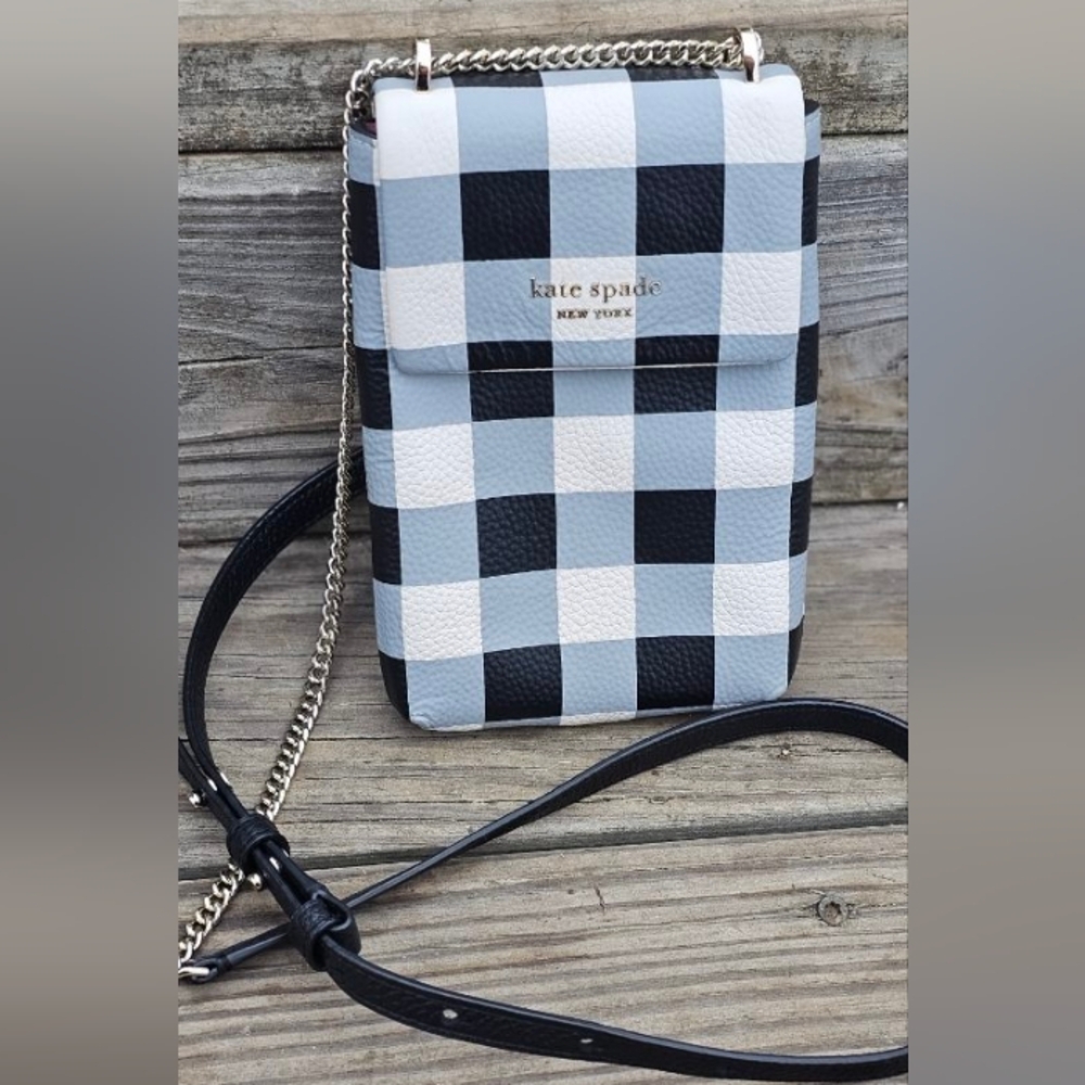 KATE SPADE BRADLEY GINGHAM PEBBLED LEATHER CROSSBODY